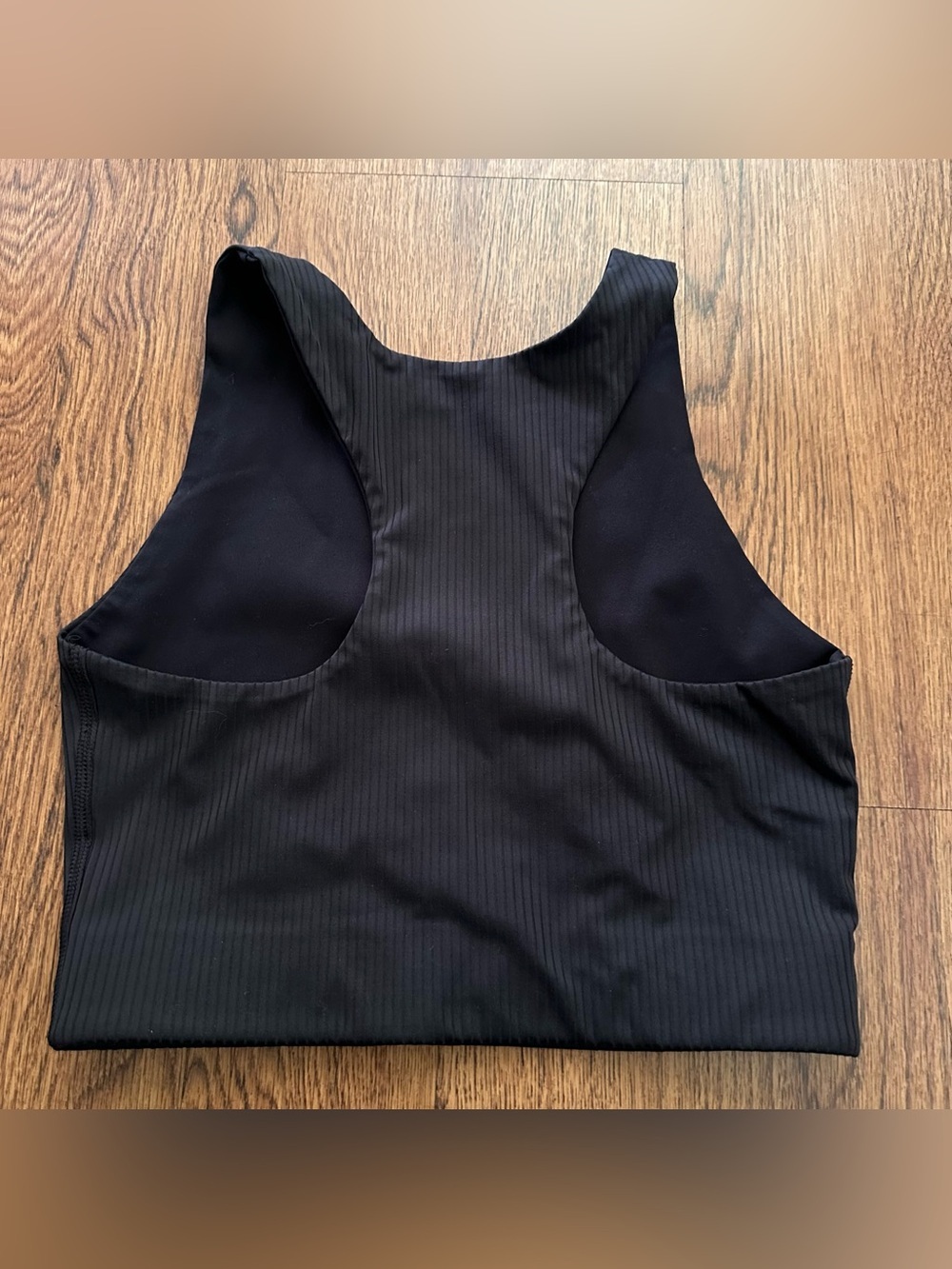 girlfriend collective Ribbed Black sports bra racer back size small running - Picture 2 of 4